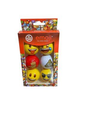 6-Pack Emoji Golf Balls With Fun Faces - Yellow Red & White - Official Emoji Bra